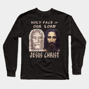 Holy Face Our Lord Jesus Christ Shroud Turin Reconstruction Long Sleeve T-Shirt